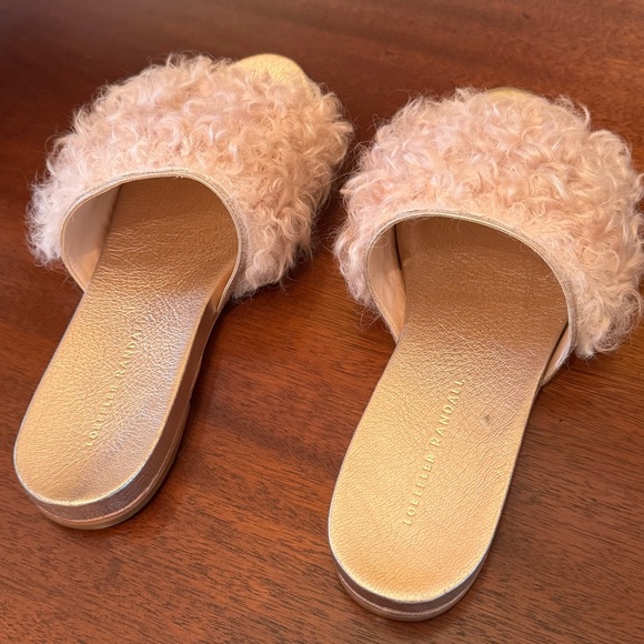 Loeffler Randall Domino Shearling Sheep Fur Slide Sandal - Pink / Rose Gold - Picture 8 of 16